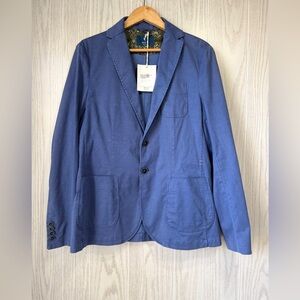 RYE 51 Italian Soft Fleece Blue Blazer Dyed Accoppiato Jacket Size 52 MSRP $548